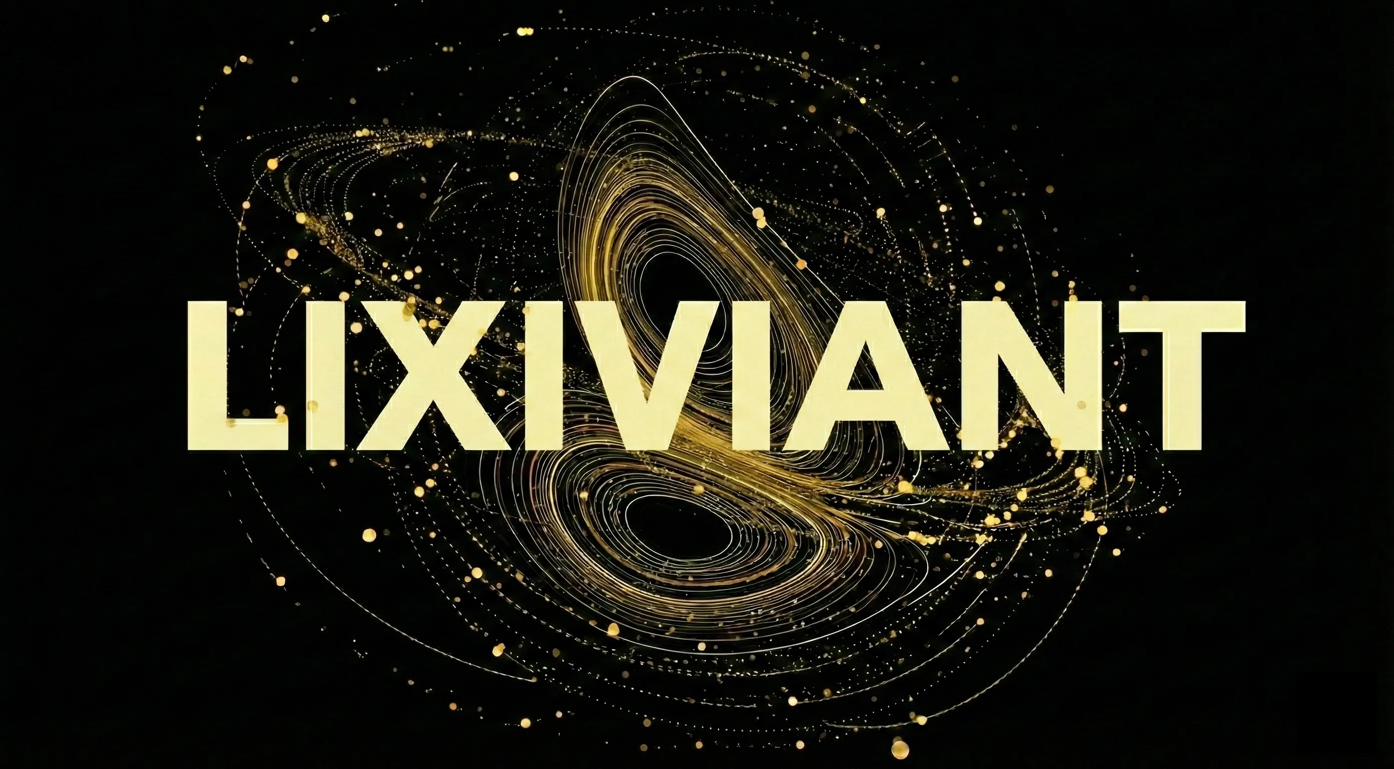 Lixiviant, set in gold capitals across the orbital rings of a black hole.